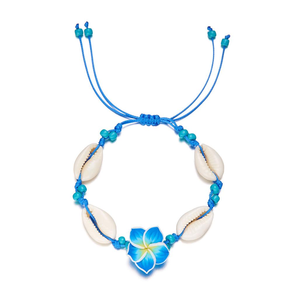 Summer Fashion Handmade Flower Bead Anklet With Adjustable Woven Design For Women