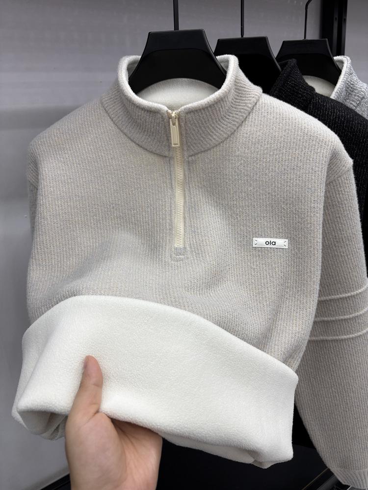 Men's Bestseller Velvet Zipper Sweater - Trendy Stand Collar Knitwear