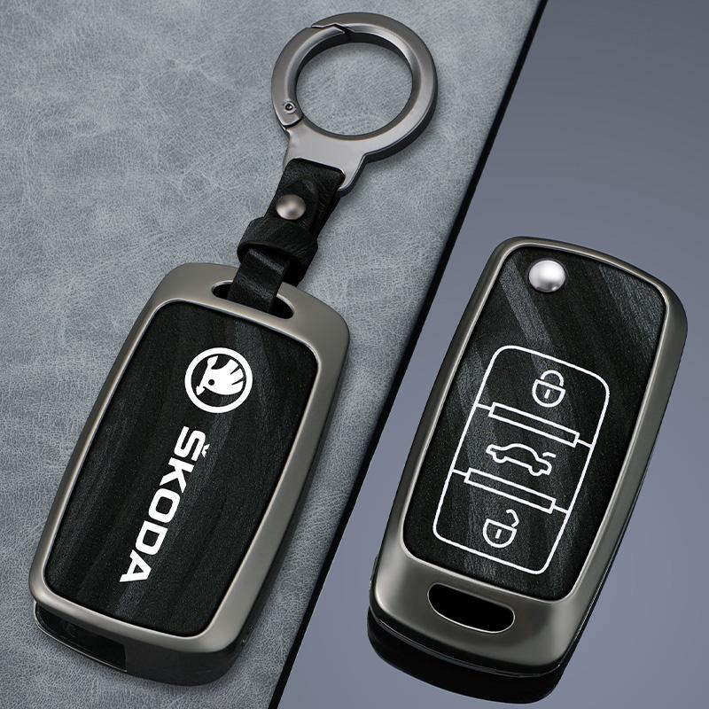 JKFB8 Car Flip Remote Key Fob Case Cover for Skoda Octavia A5 A7 Fabia Superb Kodiaq Karoq Protector Holder Shell Keychain Accessories