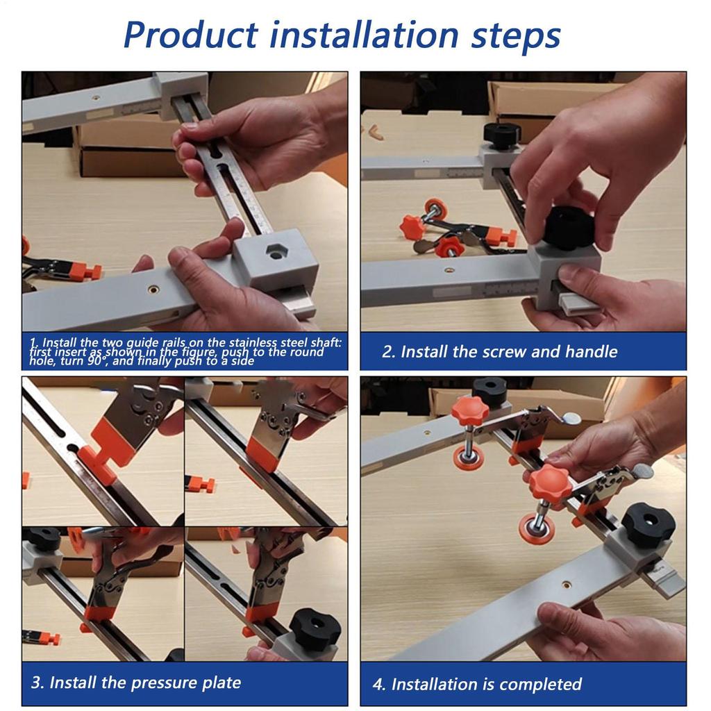 Drawer Slide Installation Jig Adjustable Cabinet Pull Jig Drill Guide with Toggle Clamp Magnetic Arm Stainless Rail Positioner