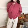 Women's Long Sleeve Sweater Stand Collar Lazy Style Knit Cardigan Zip Up Casual Outerwear
