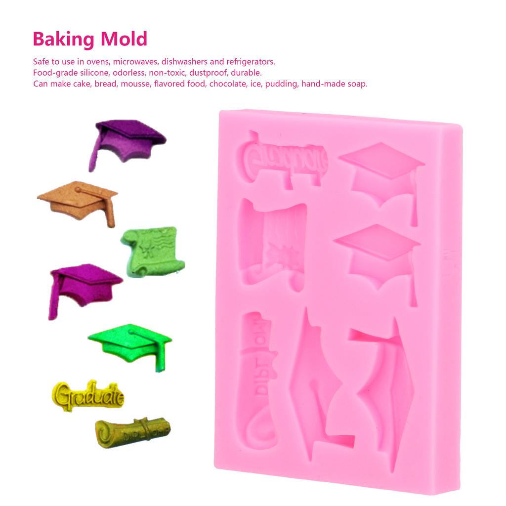 DIY Silicone Mold Bachelor Hat Fondant Chocolate Cake Decorating Mould Kitchen SuppliesPink