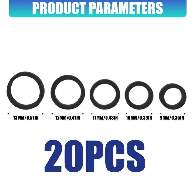 Pack Of 20 Rubber O Rings Replacement Components For Tape Mechanisms With 9 To 13mm Inner Diameter