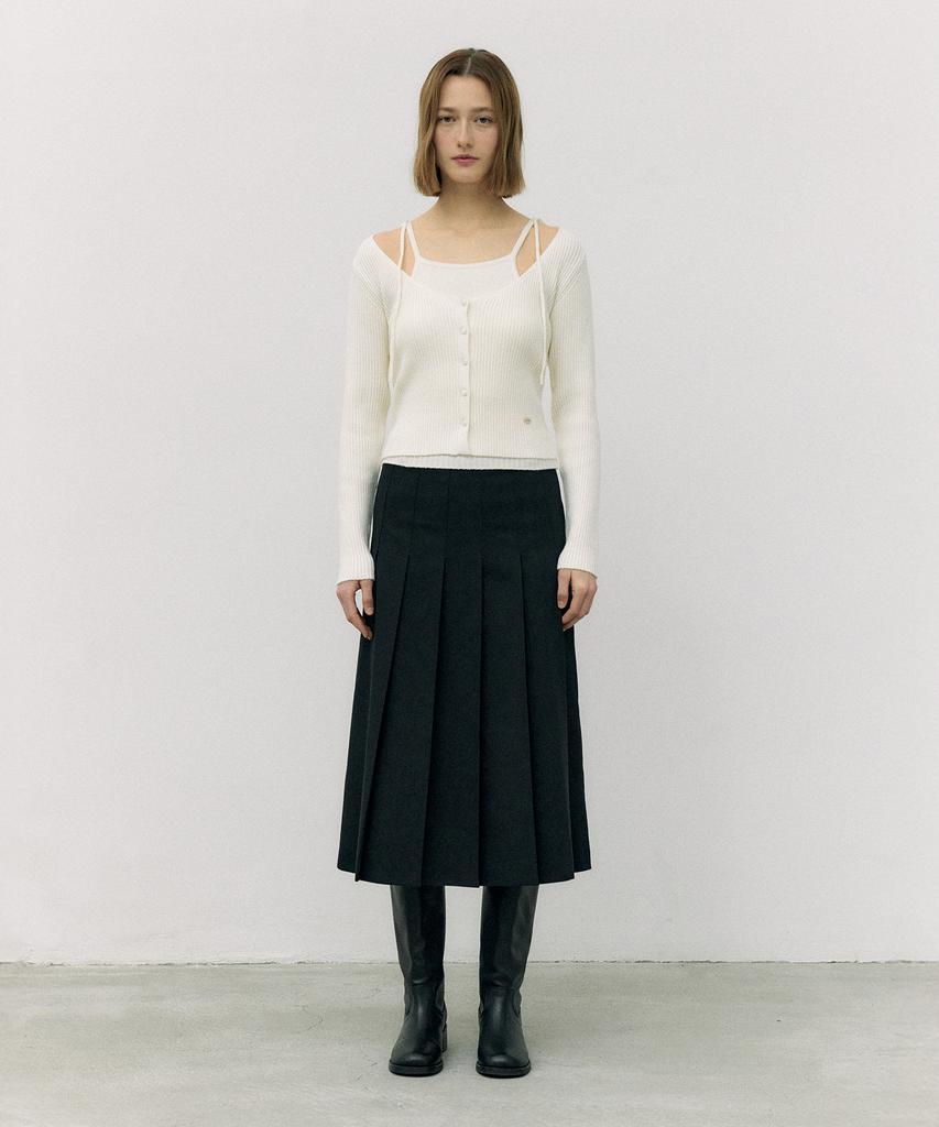 Lora Lora Pleats Long Skirt Black