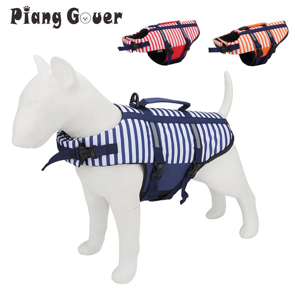 Blau/Rot/Orange Gestreifter Haustier-Badeanzug Hund Schwimmweste Sommer Reflektierende Weste Haustierkleidung Für Kleine Mittlere Große Hunde