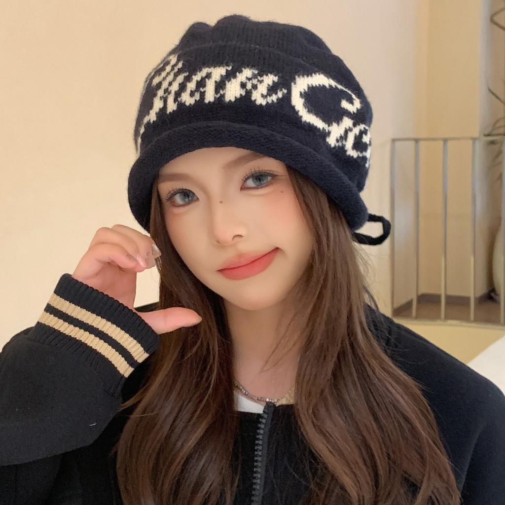 

Letter Pattern Printing Beanie Knitted Cap For Women Windproof Warm Breathable чёрный