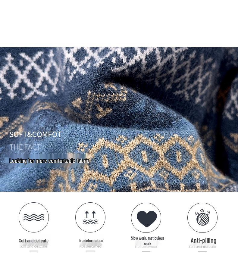 Men's Retro Trend Thickened Fashionable Anti-Pilling Skin-Friendly Knitted Sweater