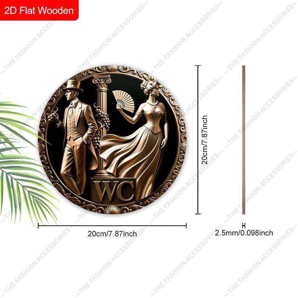 Semne decorative din lemn pentru agățat, decorațiune de perete sau ușă pentru baie, plan 2D cu textul „WC”, cadou de casă nouă pentru prieteni