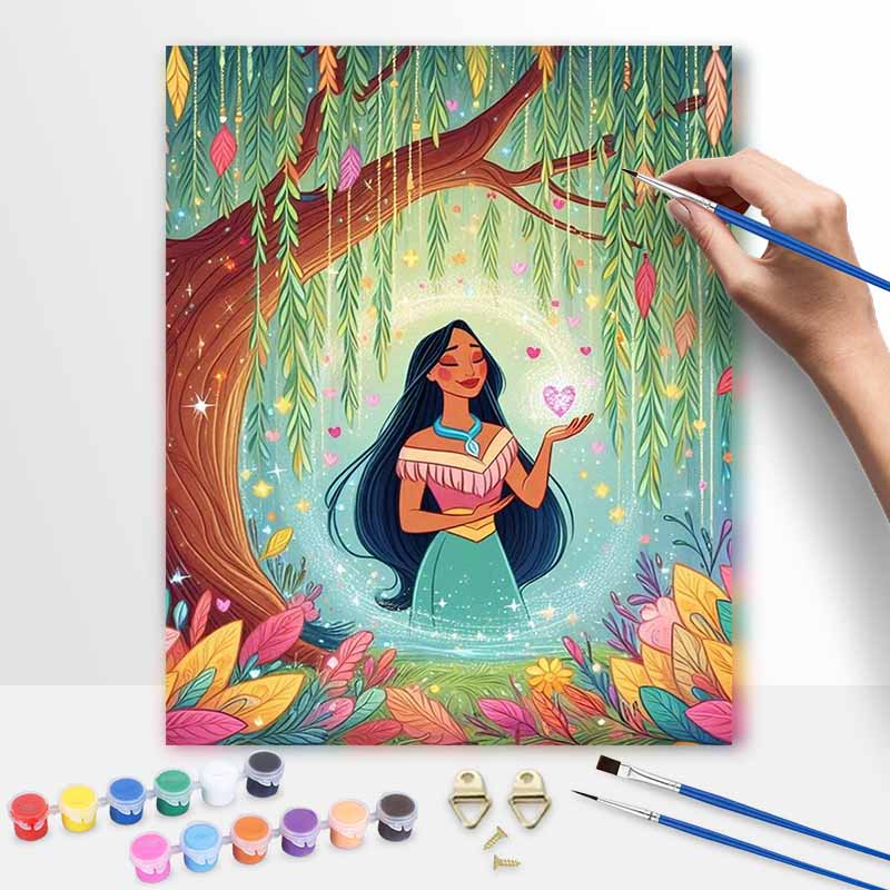 Disney Pocahontas digital oil painting art painting kit manual diy painting for home decorations with willow tree heart theme 20x30cm