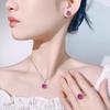 Set, Stud Earrings, Necklace, Ring, Octagonal Millennial Rose, Cut Rose Red, Simple And Versatile Piece For Women