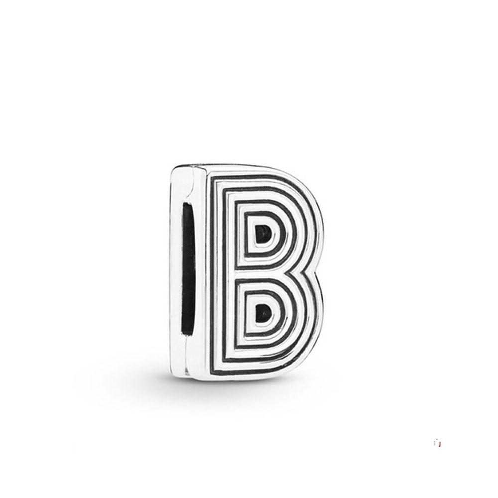 European New Plated Copper 26 Letter Thin Clip Charm Bead Fit Original Bracelet Jewelry For Gift