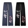 Mens Loose Straight Leg Sweatpants Streetwear Printed Casual Trousers Young Adults