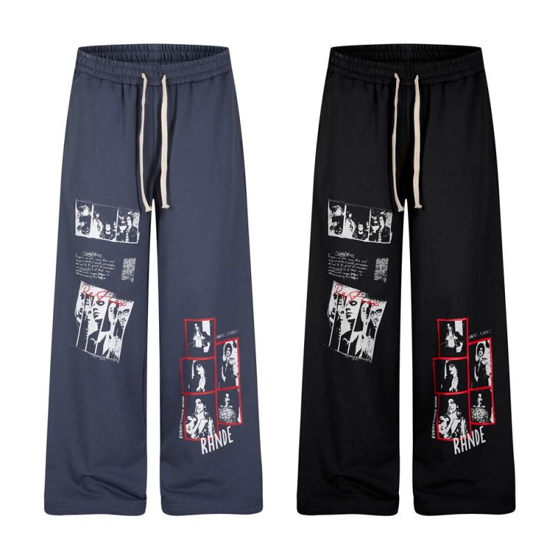 Mens Loose Straight Leg Sweatpants Streetwear Printed Casual Trousers Young Adults