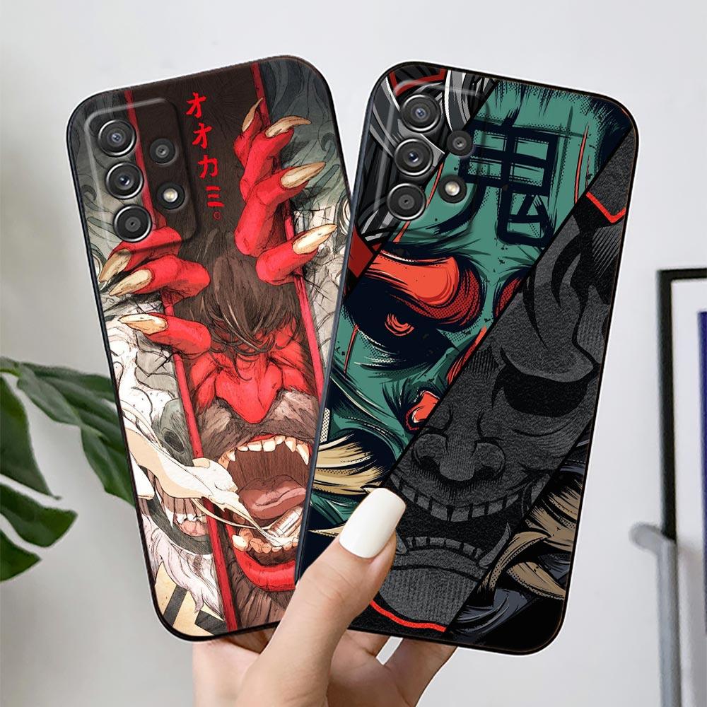 Samurai Ghost Hannya Ukiyo-E Mask Phone Case For Samsung S24 FE S25 Ultra A03 A04 A05 A06 A12 A13 A16 A26 A35 A36 A56 A55 Cover