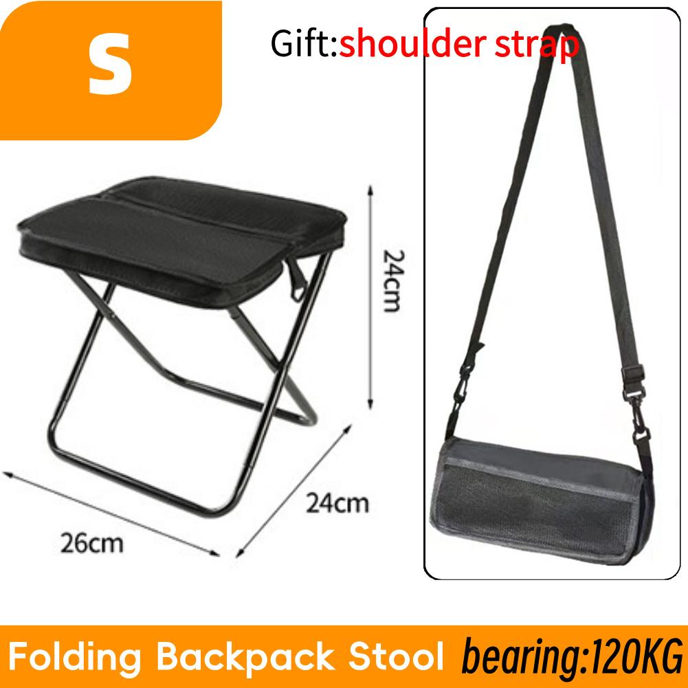Portable Folding Chair Outdoor Integrated Storage Chair Folding Stool with Storage Bag and Adjustable Strap for Camping Picnic