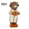 Spooky Seasonal Tiered Tray Decor Halloween Highland Cow Figurine, Resin Statue with Pumpkin Mug, Cute Animal Desk Accessories Farmhouse Fall Tabletop