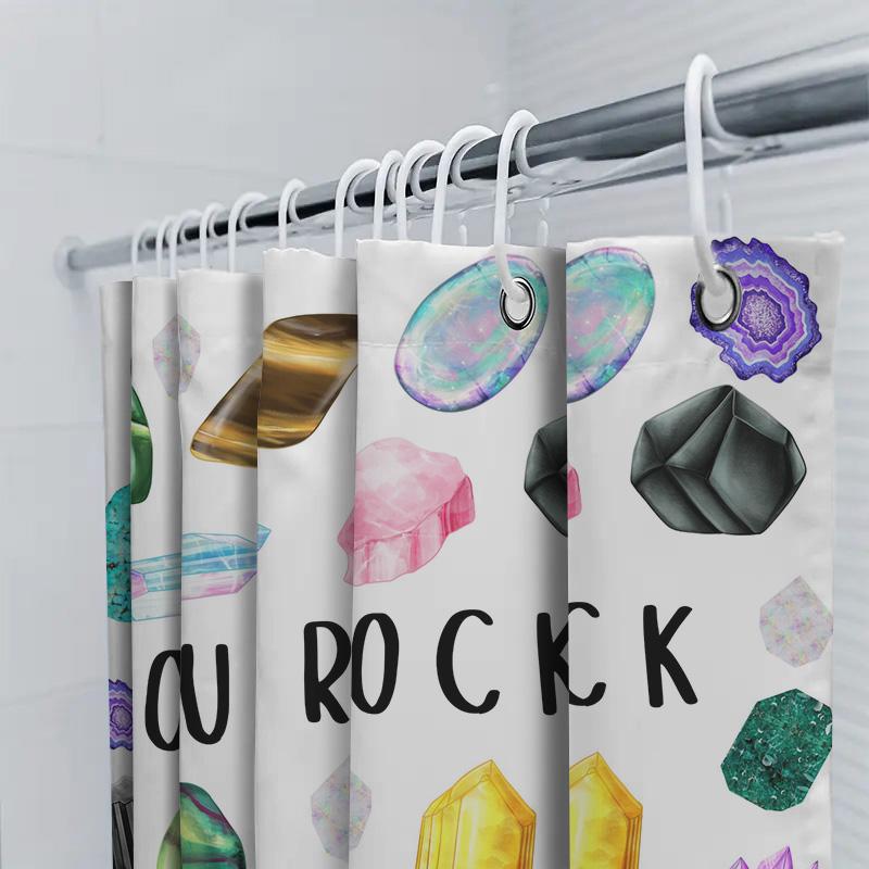 Bright Crystal Shower Curtain You Rock Decor Bathroom Waterproof Fabric Print Home Decoration Wall Hanging For Bathrooms White C