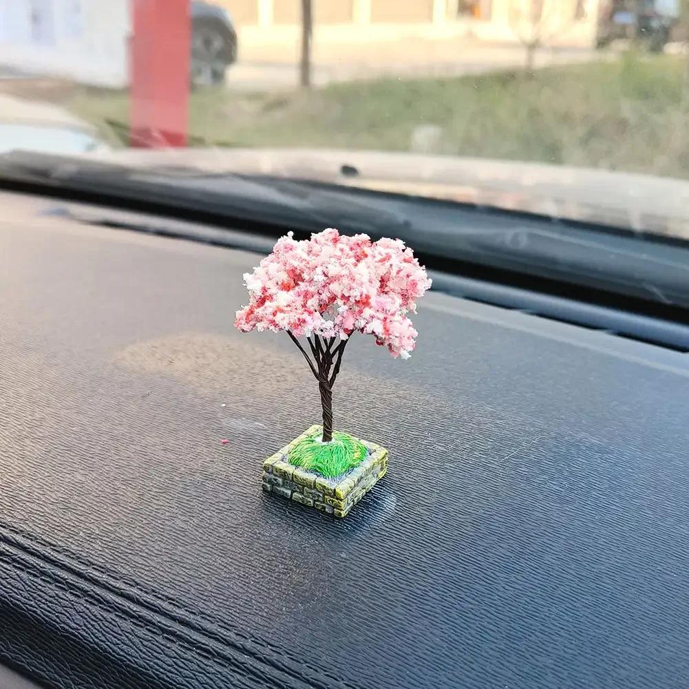 New Car Mini Tree Simulated Flower Ornament Square Base Interior Accessories Center Console Decorations Mounted Plant Ornament