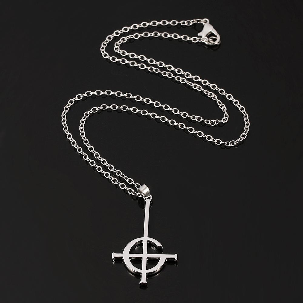 Mysterious Cross Ghost Destiny's Gate Key Pendant Necklace Punk Cross Ghoul Chain Ghost Band Grucifix Pope Emeritus Jewelry Gift