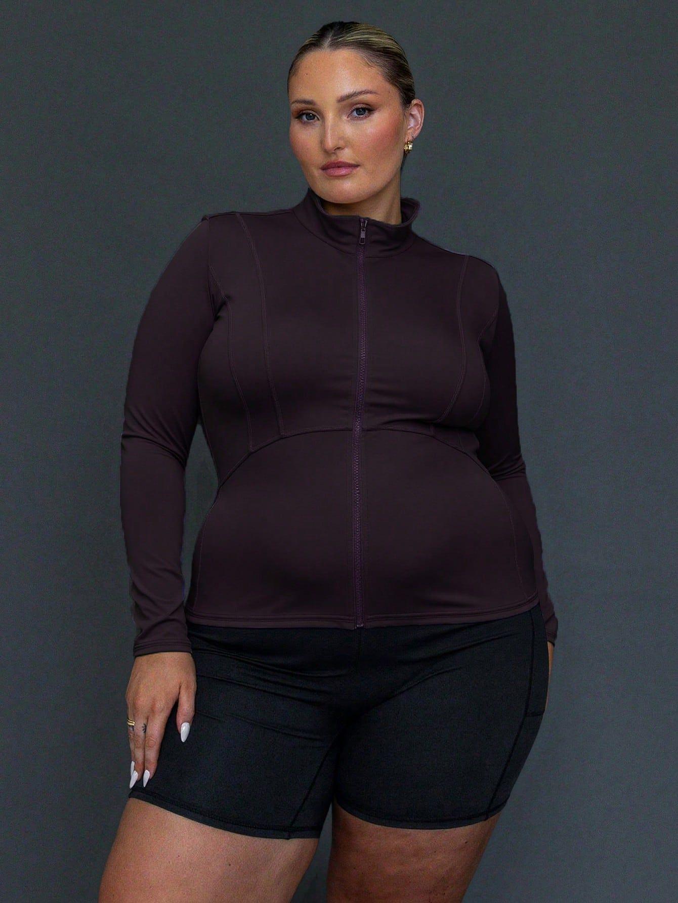

Plus Size Women s Slim Fit Knit Jacket - Long Sleeve, Solid Color, Zipper Sportswear M красный/фиолетовый