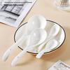 Pure White Ceramic Soup and Condiment Spoons, Extended Handle, Set of 100