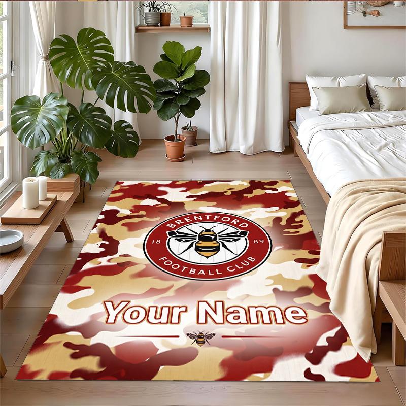 Crystal Velvet Rug Custom Name Text, Soft Non Slip Floor Mat Home DecorBrentford Football
