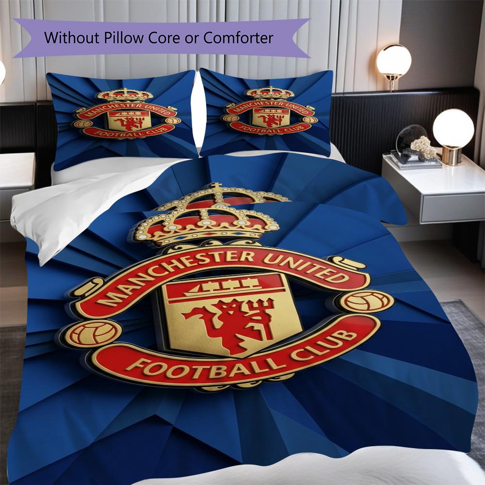 Emblema Manchester Glory Set da tre pezzi (1 * copripiumino + 2 * federa, senza nucleo) Set biancheria da letto 2D Piatto Regalo di Natale Compleanno