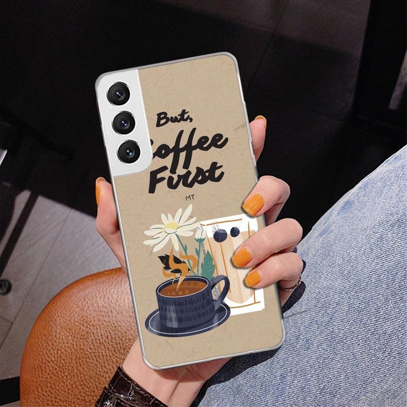 Coffee Wine Cup Phone Case For Samsung Galaxy S24 S25 Edge S26 Ultra S23 S22 S21 Plus S20 FE + Personalized Print Cover Galaxy S
