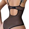 New sexy leopard print hollow one-piece erotic underwear set