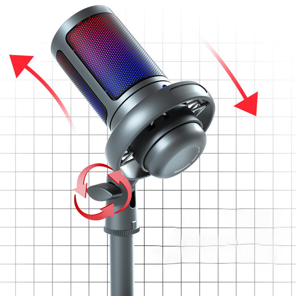 USB Condenser Microphone RGB Colorful Computer Karaoke Game Voice Recording Mobile Phone Live Wired Microphone