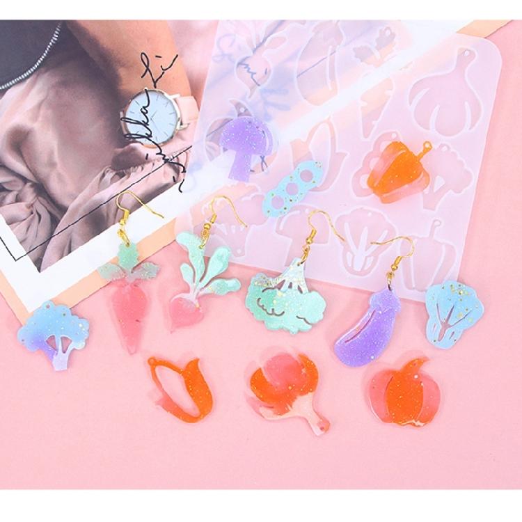 Silicone Earring Molds Resin Drop Jewelry Moulds Fruit/Vegetable Series Jewelry Making Molds for Kids and Teens Crafting