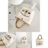 Cute Letters And Cartoon Bear Print Casual Hand Held Canvas Bag For Office Use