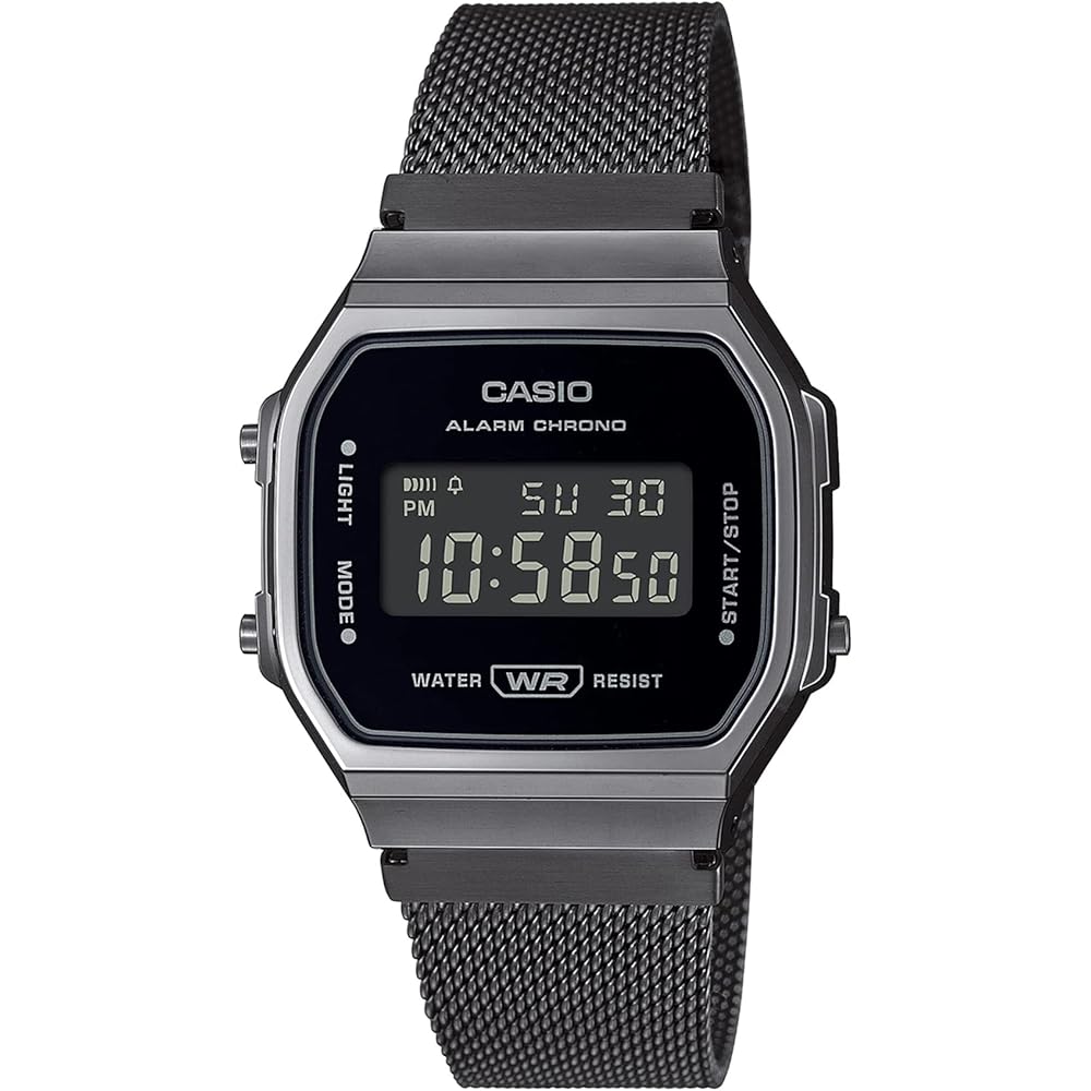 Casio Vintage Series A168WEMB-1B Digital Watch Black Mesh Metal Band Unisex