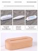 Oval Touch-Control LED Night Lamp with USB, Beech Wood Base