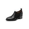 2024 New Genuine Leather Top Quality Retro Shoes Woman Spring Slip On Dress Black Round Toe Ladies Loafers High Heel Shoes