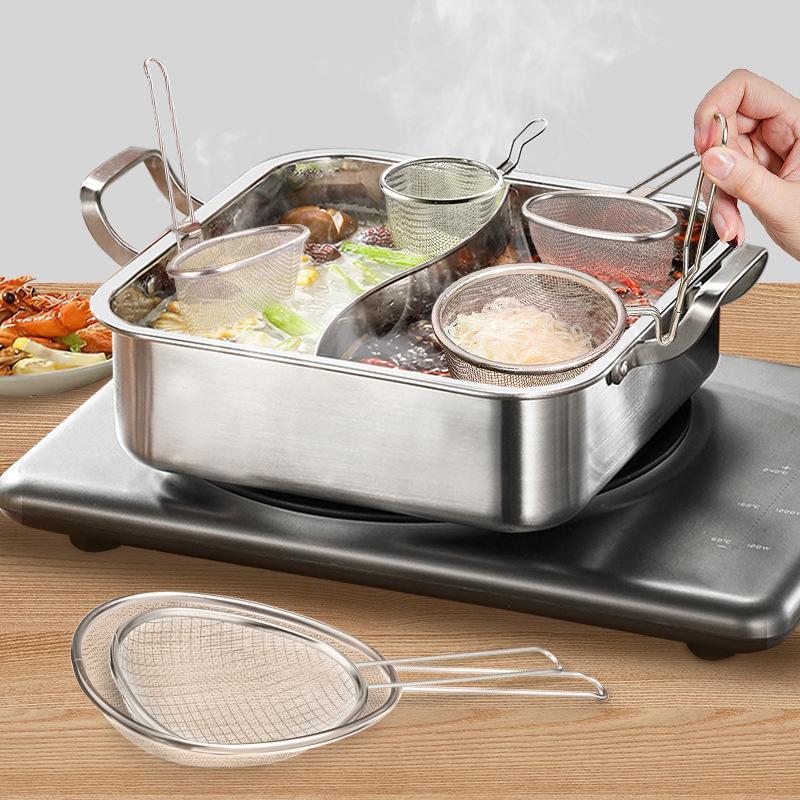 Stainless Steel Mesh Strainer Fine Mesh Durable Handle For Home Kitchen Noodle Frying Draining