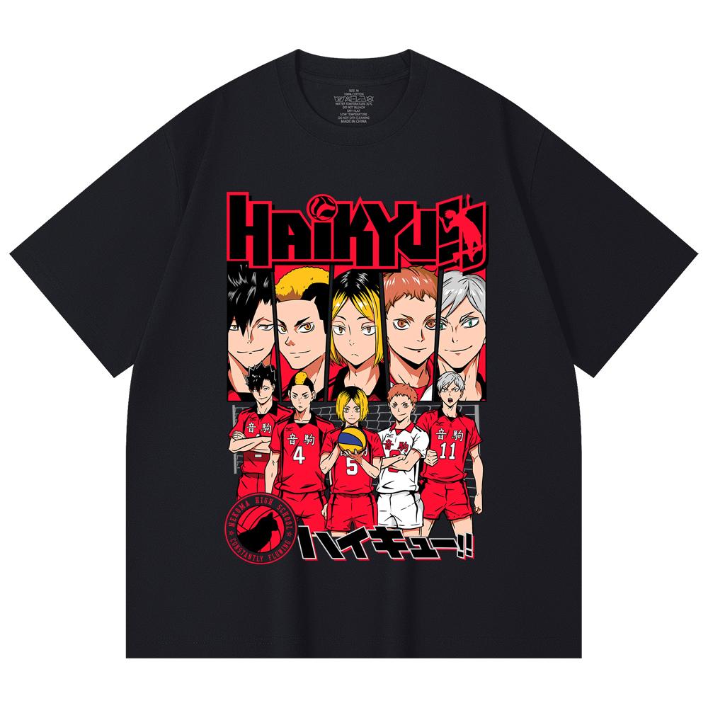 230 Gsm 100% Cotton Haikyu V8 Nekoma High Print Unisex Heavy Cotton T Shirt