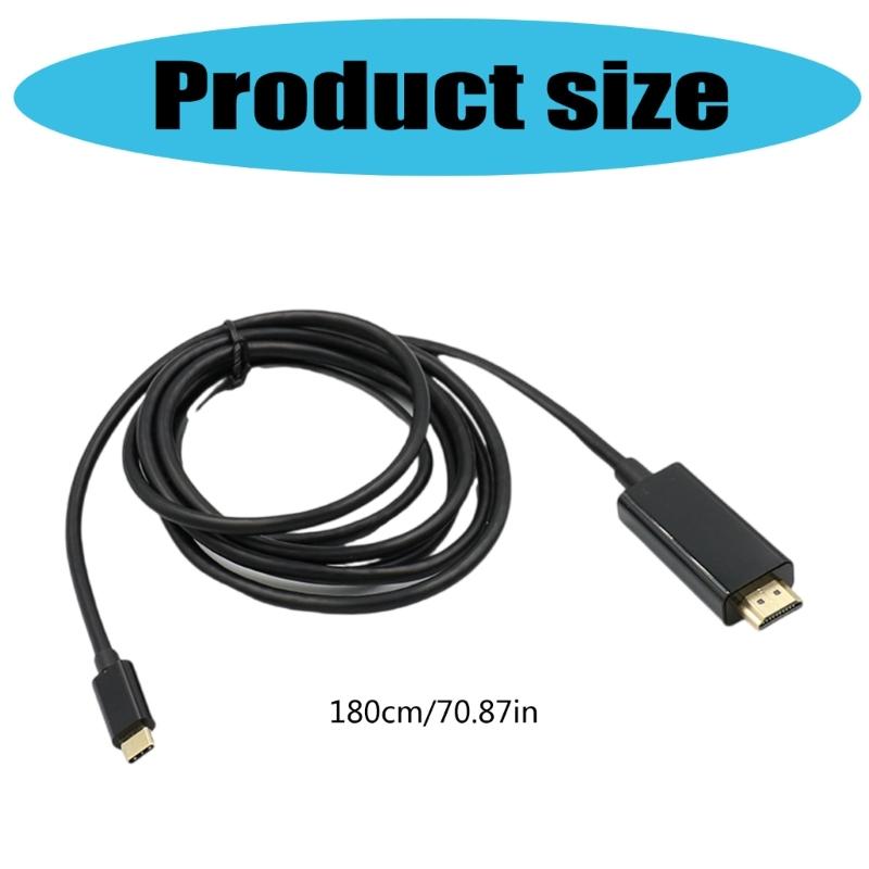 Type C to HDTV 4K Adapter USB C Male to HDTV Female Converter Cable 4K@30Hz Video Sound Sync for Laptop Tablets TV