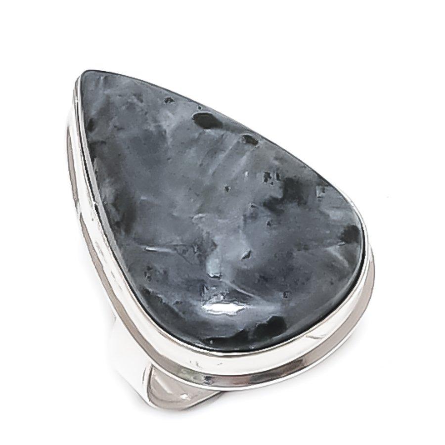 

Natural Larvikite Gemstone Handmade 925 Sterling Silver Jewelry Ring Size 8 W7J94