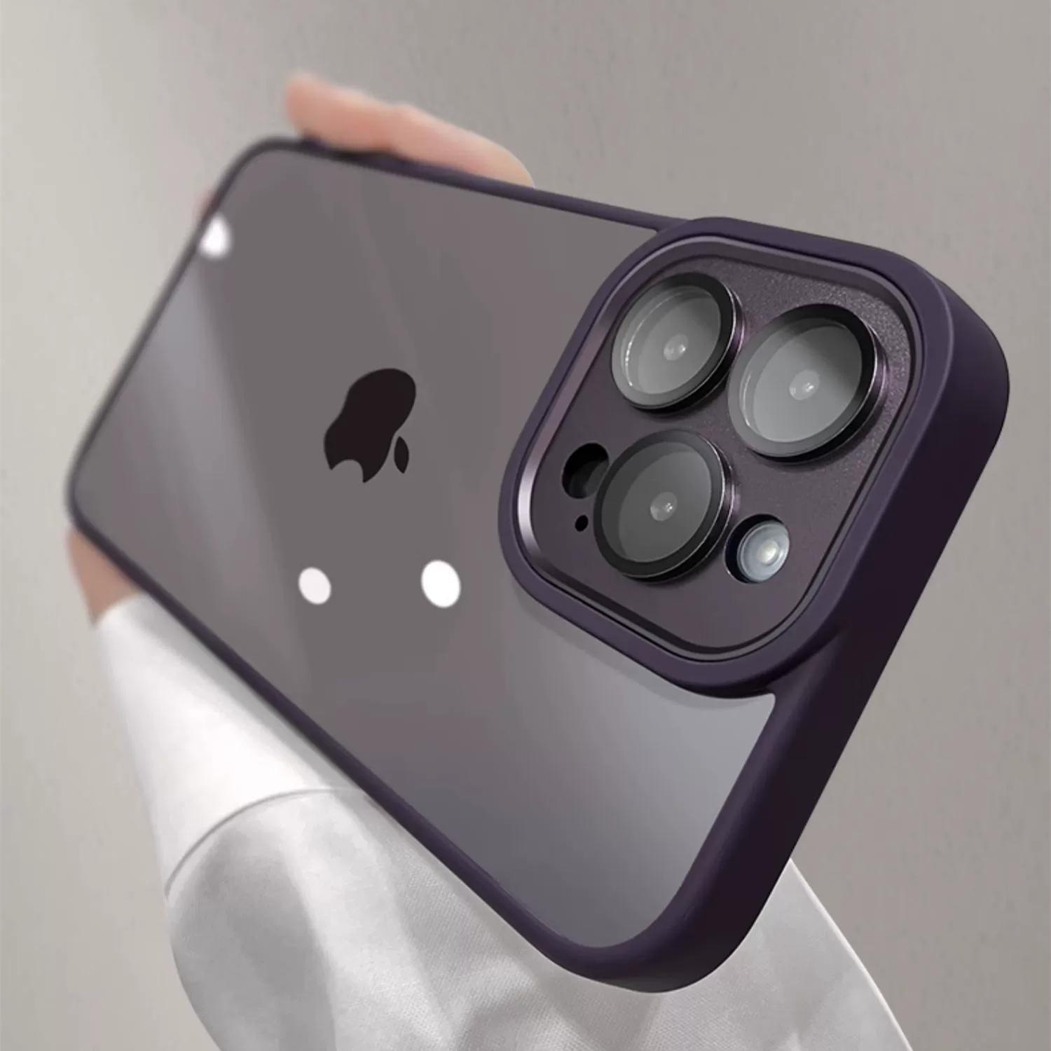 

Розкішний металевий чохол для захисту камери для iPhone 15 14 Plus 13 12 11 Pro Max Прозорий протиударний броньований м який бампер Жорсткий чохол For iPhone 13