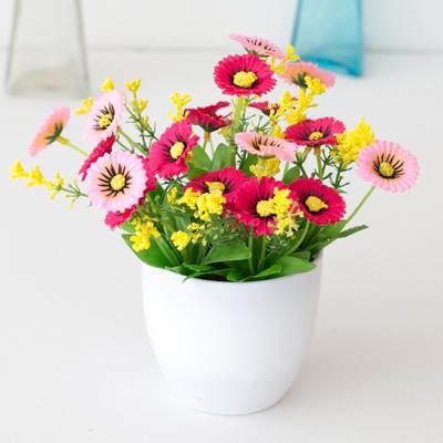 Künstlicher Blumentopf Chrysantheme Desktop-Dekor Kunststoff ewige gefälschte Topfpflanze für Balkon