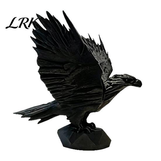 Three-dimensional Eagle Figure Ornament, Matte Black with Stable Non-Slip Office Desk Ornament Base, Spread Wings Statue for Desktops Display Cabinets
