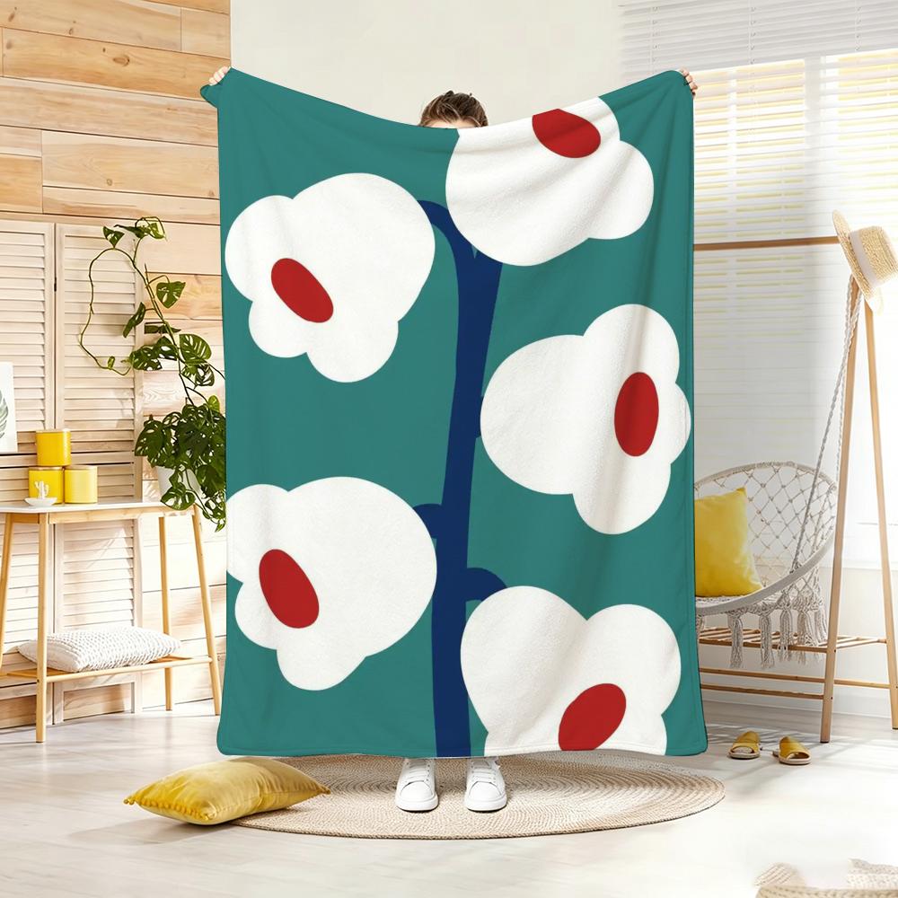 Classic motif A-Abstract Floral Throw Lightweight 240g Flannel Blanket Soft Skin-friendly for Summer Cooling