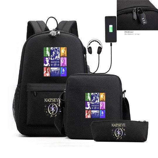 Backpack Usb Charging, Shoulder Bag, Pencil Case, Primary And Secondary School Student Leisure Schoolbag Three-Piece Set