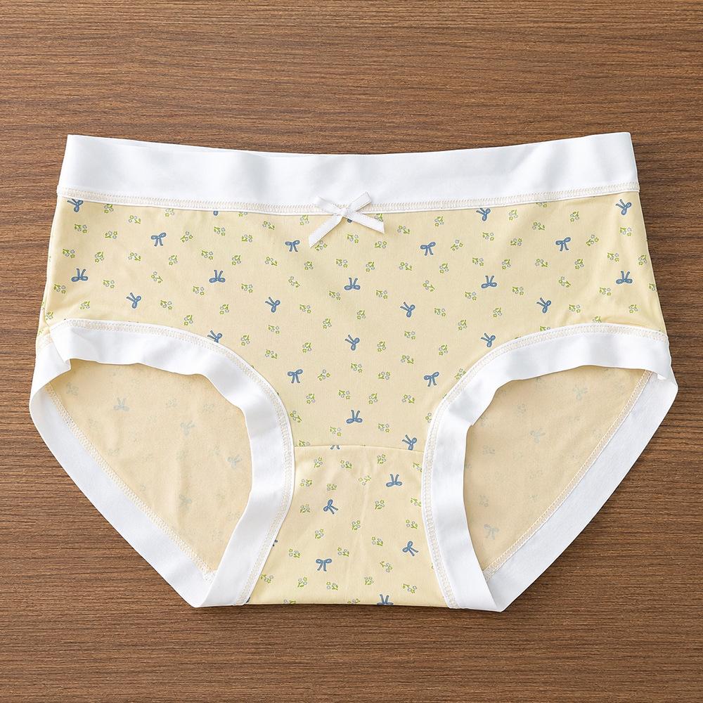 Women's Spring and Summer Ice Silk Quick Dry 10A Antibacterial Pure Cotton Crotch Breathable No Trace Middle Waist Triangle Briefs