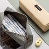 Pure Color Zipper Canvas Stationery Holder Box Pen Bag Pencil Pouch Pen Case