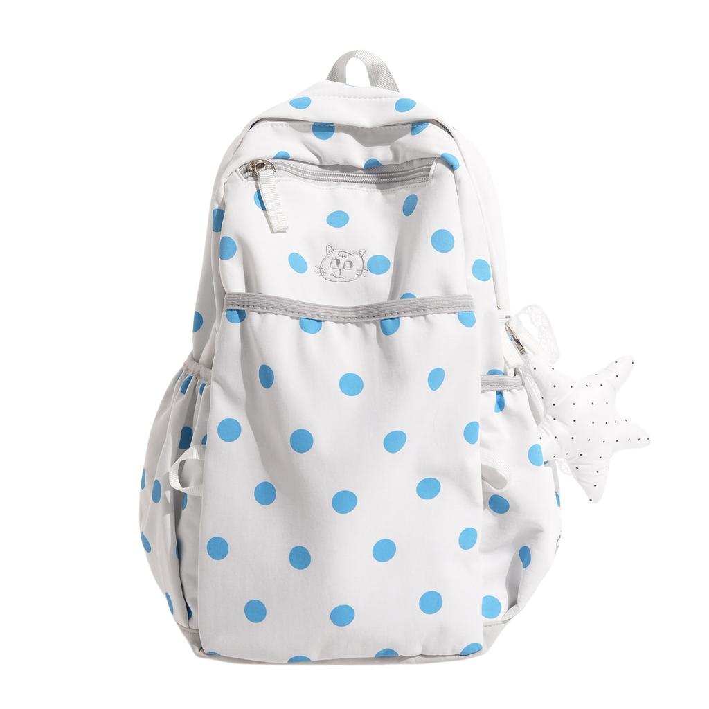 Schoolbag Korean Polka Dot Backpack Female Students Daily Large Capacity Lightweight School Bag Junior High School Students ins Travel Backpack