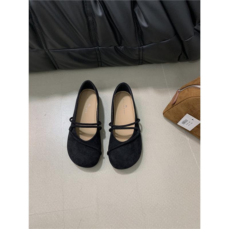 Round head dark brown retro soft-soled shoes all-inclusive women's autumn and winter wear Mori flat-soled single shoes ballet grandma shoes