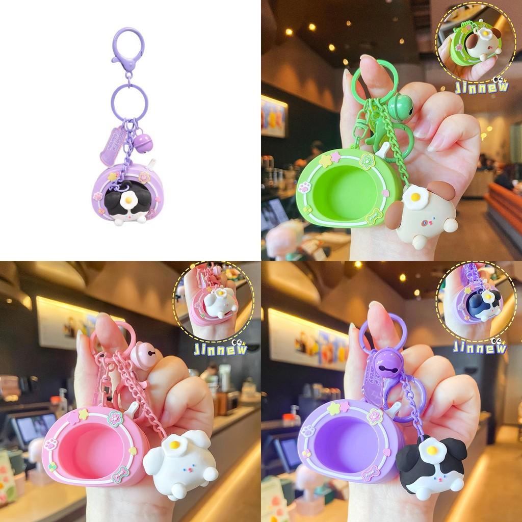 Egg Dog Poached Keychain Backpack Pendant Cartoon Bag Decoration Gifts Kids