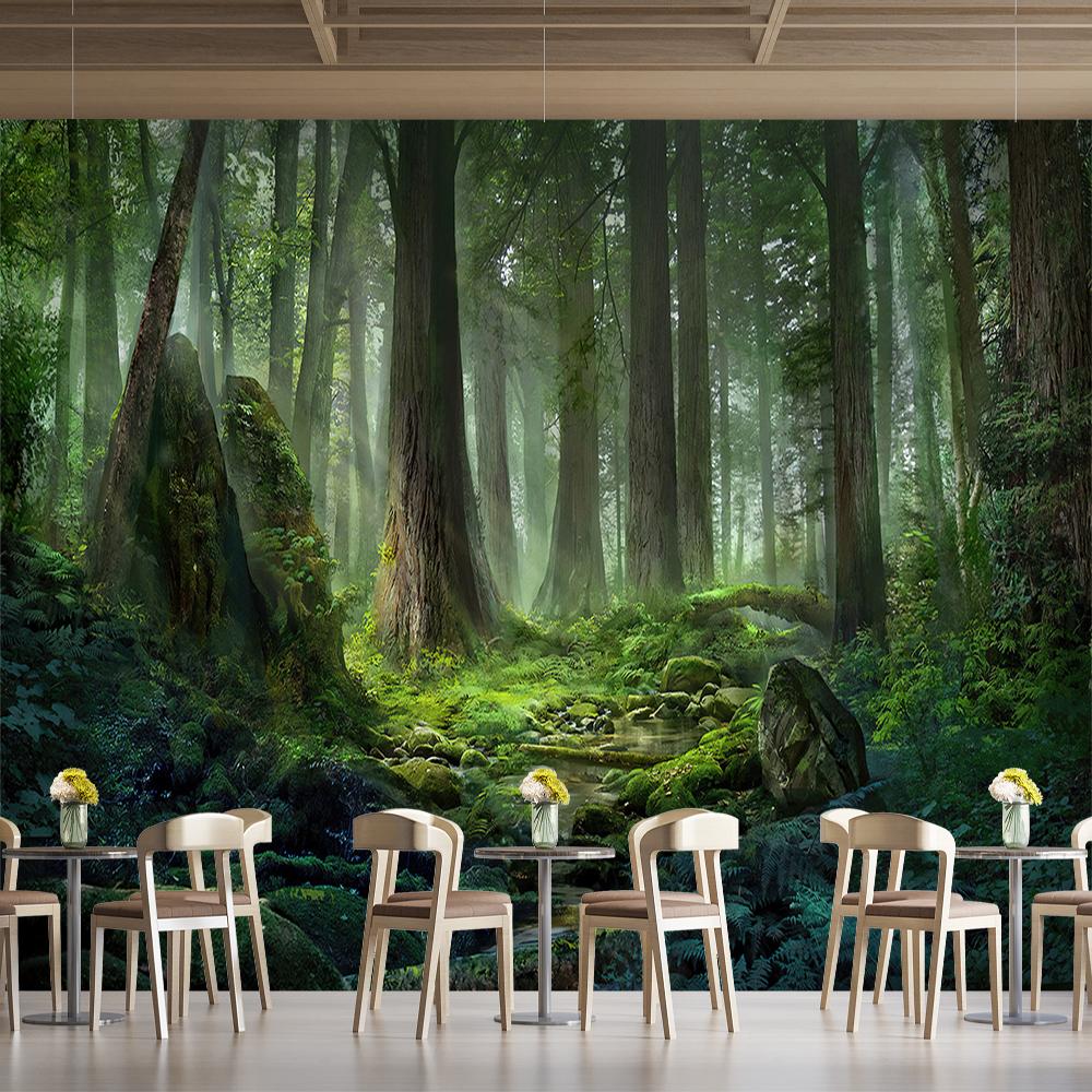 Forest Wallpaper Nature Landscape Green Forest Mural Bedroom Living Room Wall Mural Home Decor